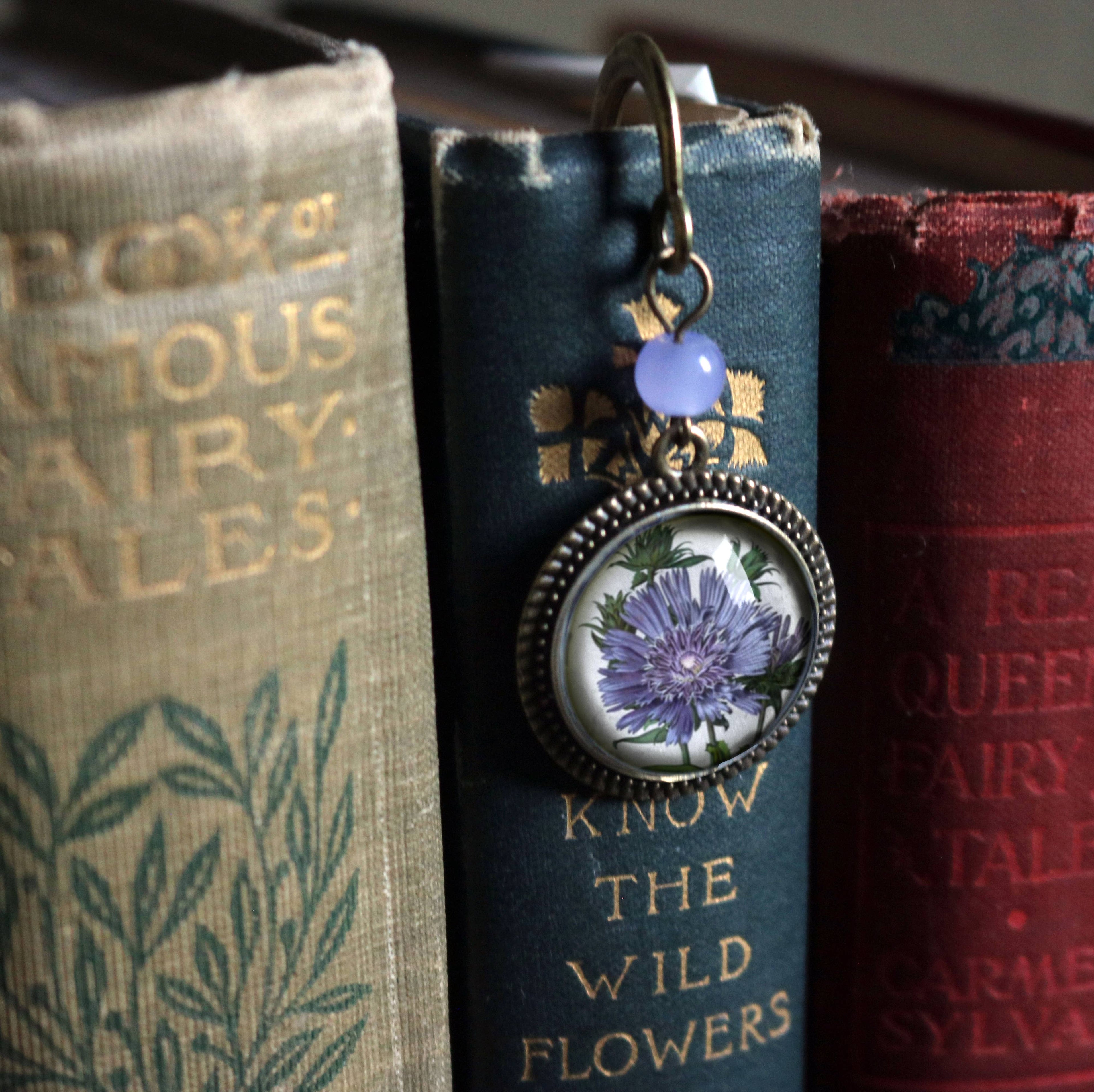 Purple Aster Flower Bronze Bookmark