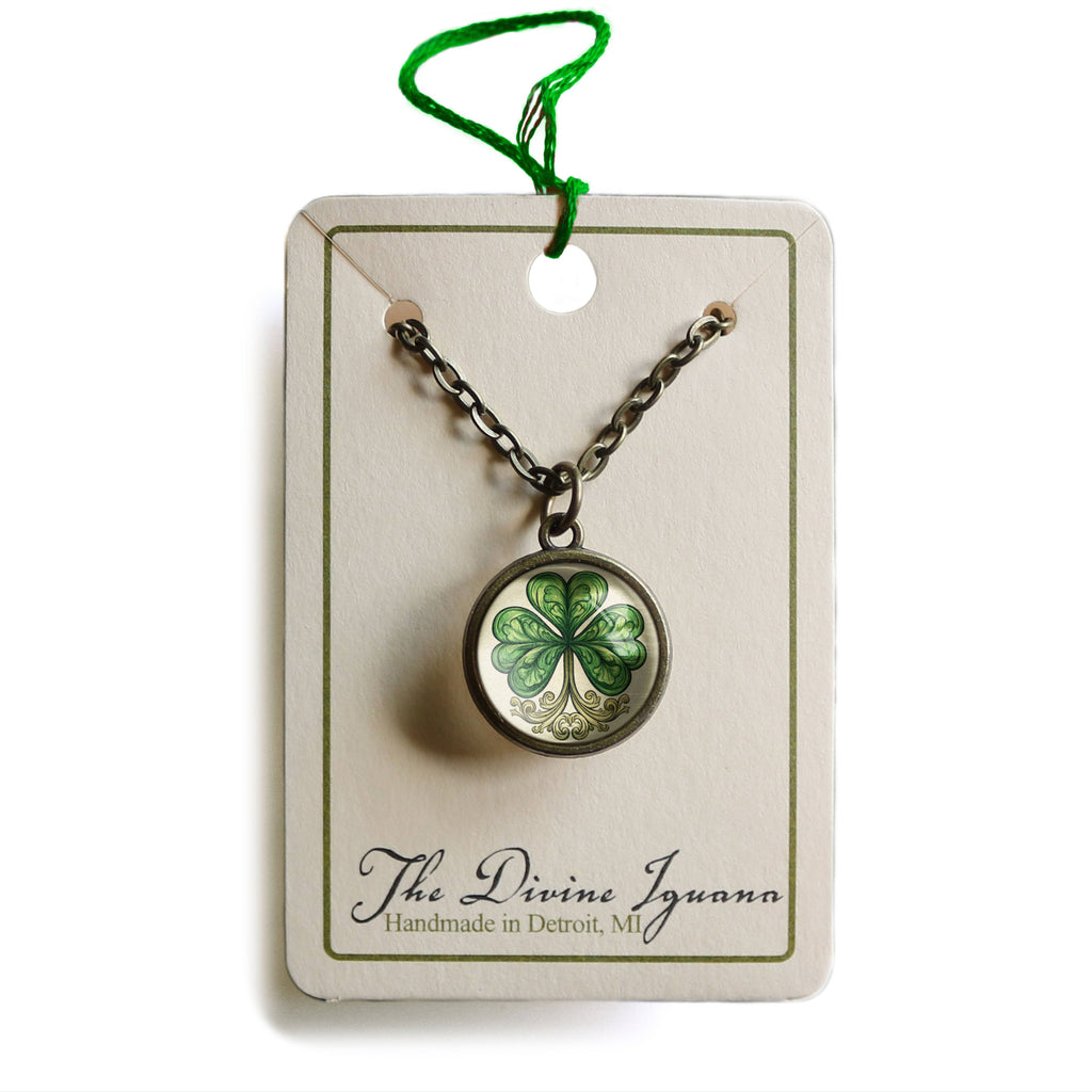 Classic Shamrock Simple Reversible St Patrick's Day Necklace