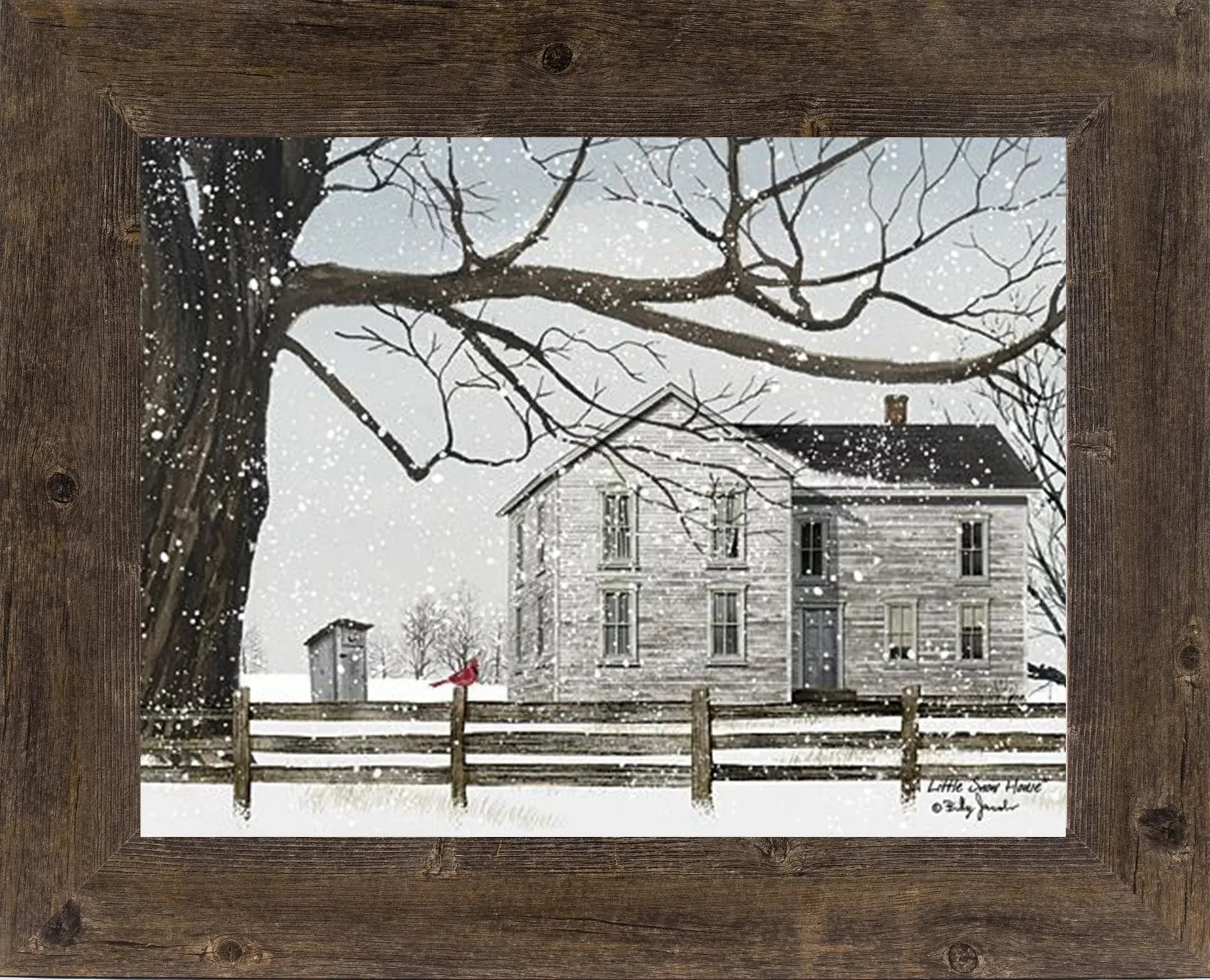A Little Snow House by Artist Billy Jacobs Art Sign : Black Frame