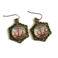 Deep Sea Anchor Earrings in Ornate Bezel
