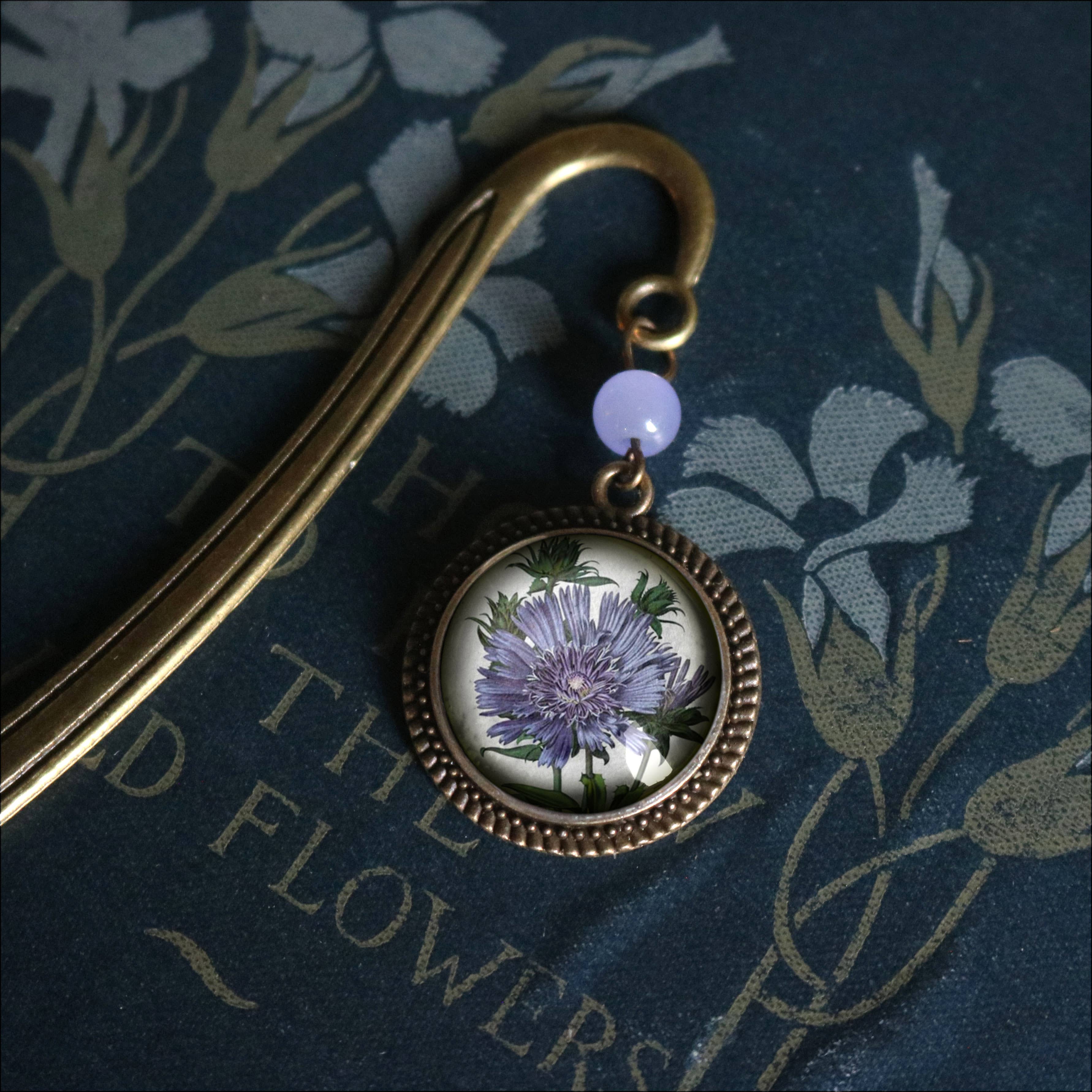 Purple Aster Flower Bronze Bookmark
