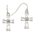 Silver Crystal Drop Cross Ear Sense Earrings