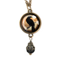 Orange Crow or Raven Goth Halloween Necklace w/Bead