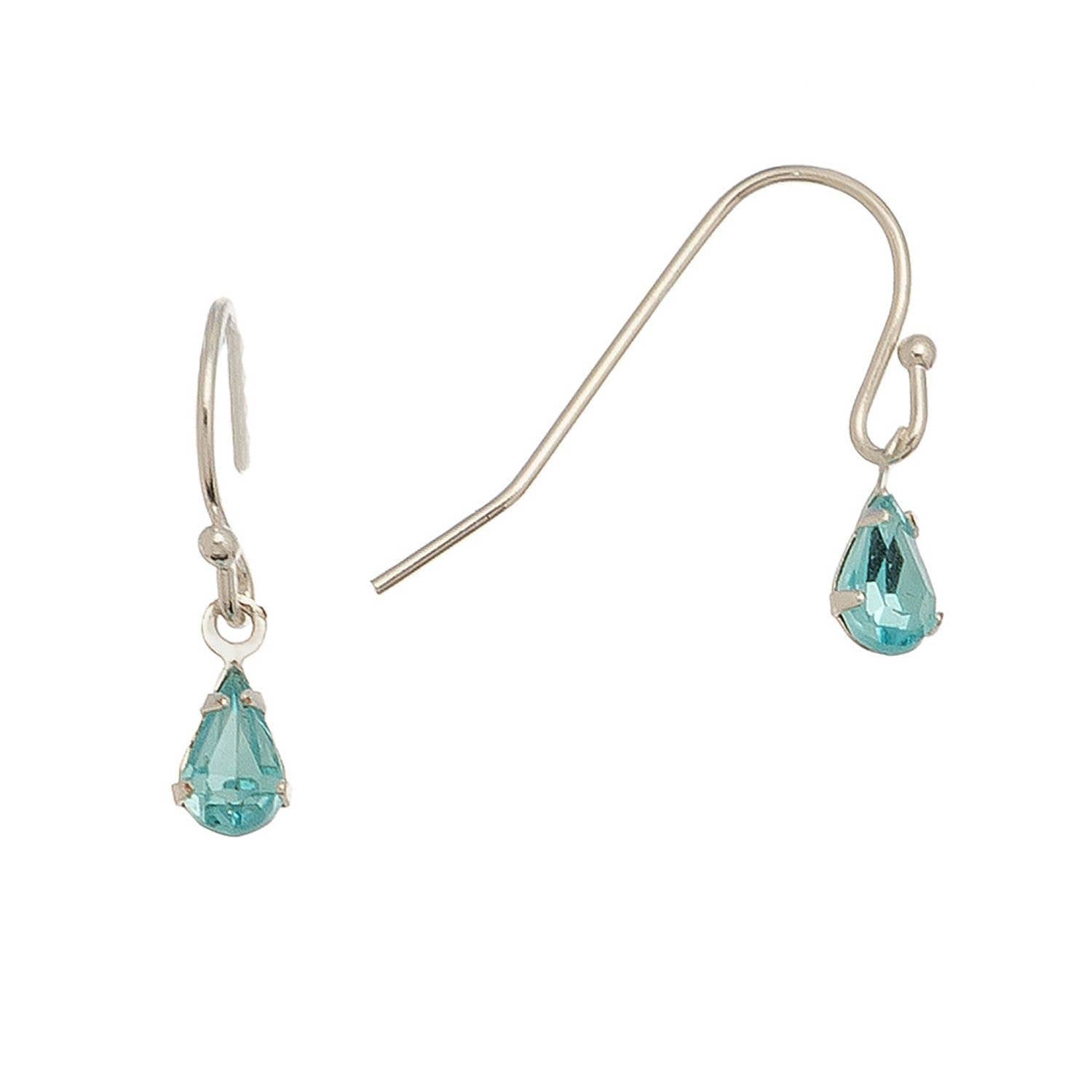 Silver Teardrop Ear Sense Earrings: Aqua