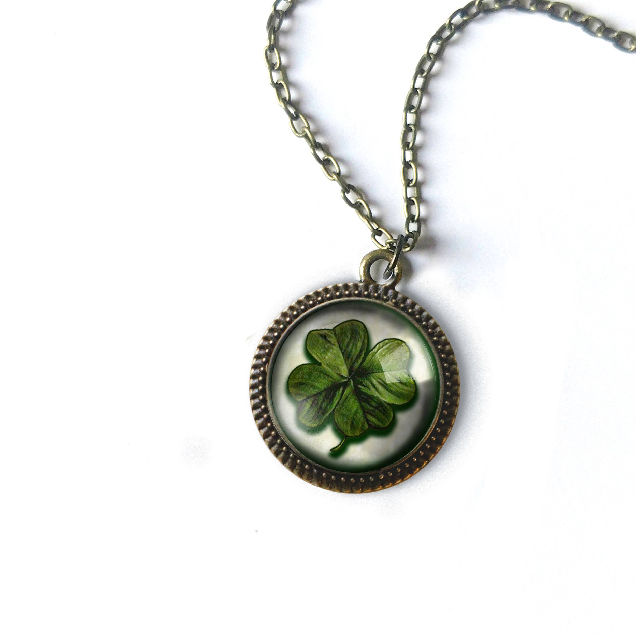 Shamrock or Four Leafed Clover Irish Pendant Necklace