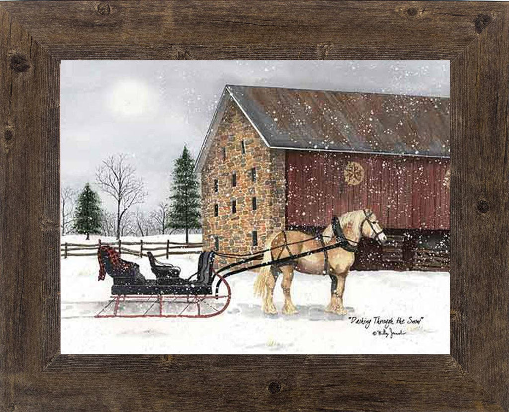 Dashing Through The Snow Horse Buggy Winter Art: Black