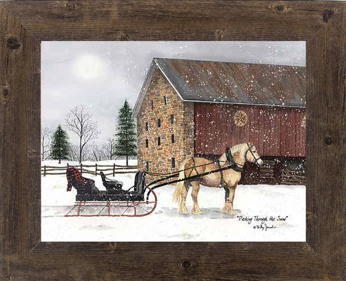 Dashing Through The Snow Horse Buggy Winter Art: Black