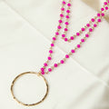 Malia Beaded Ring 22" Pendant Necklace: Fuchsia