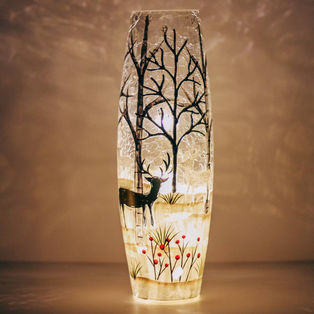 Silver & Gold Glass Vase with LED String Lights — Christmas, Holiday Decorations