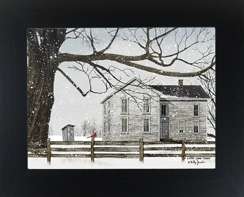 A Little Snow House by Artist Billy Jacobs Art Sign : Black Frame