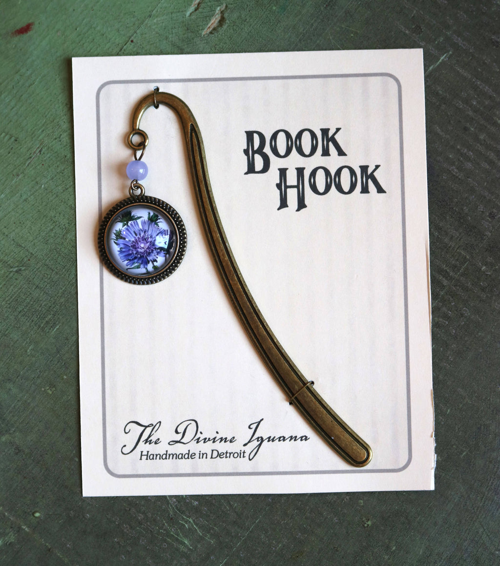 Purple Aster Flower Bronze Bookmark