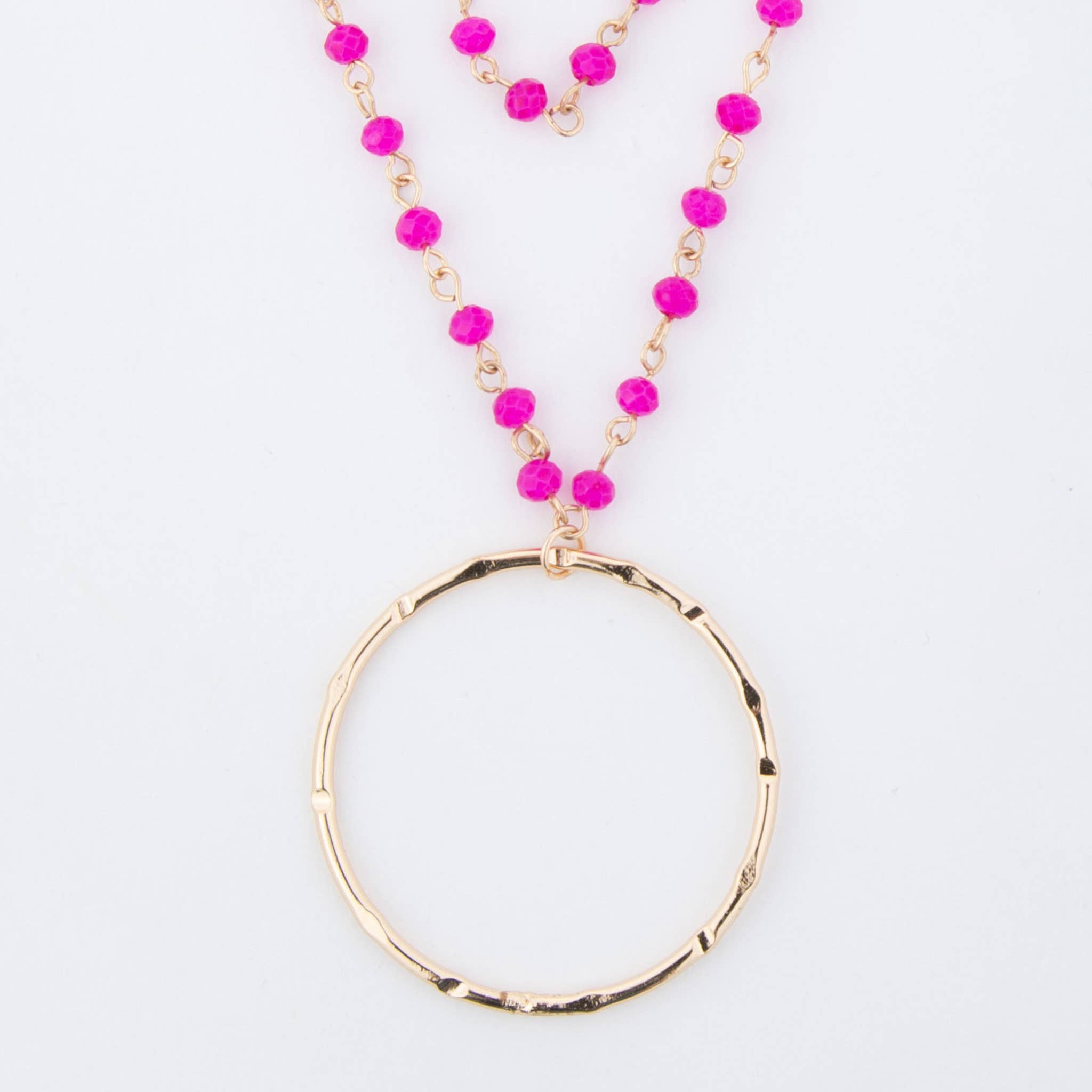Malia Beaded Ring 22" Pendant Necklace: Blue Lagoon