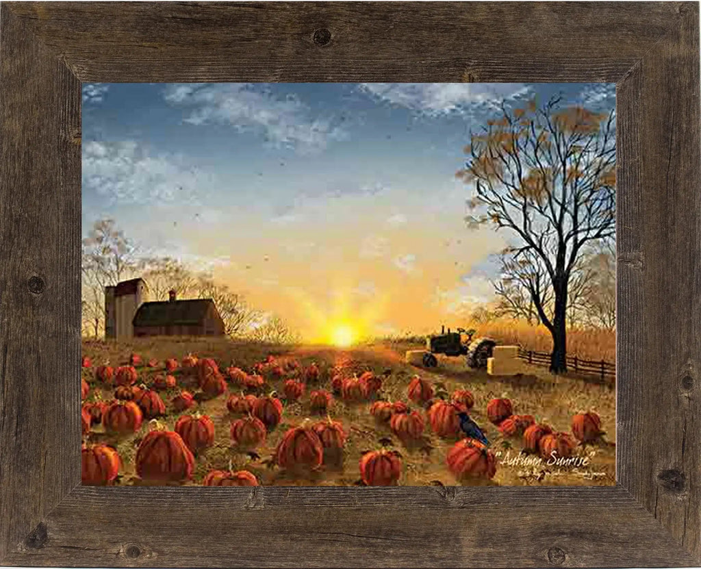 Autumn Sunrise By Artist Billy Jacobs Art Framed Print  : Black Frame