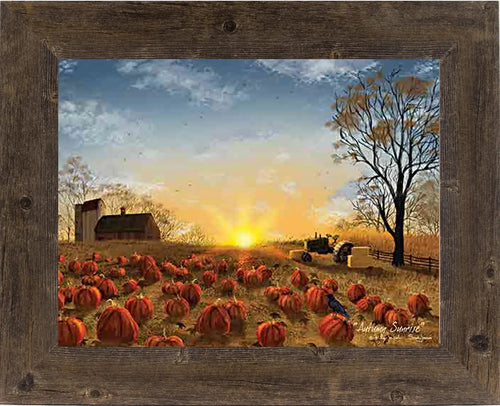 Autumn Sunrise By Artist Billy Jacobs Art Framed Print  : Black Frame