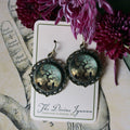Haunted Tree Halloween Glass Cabochon and Bronze Earrings