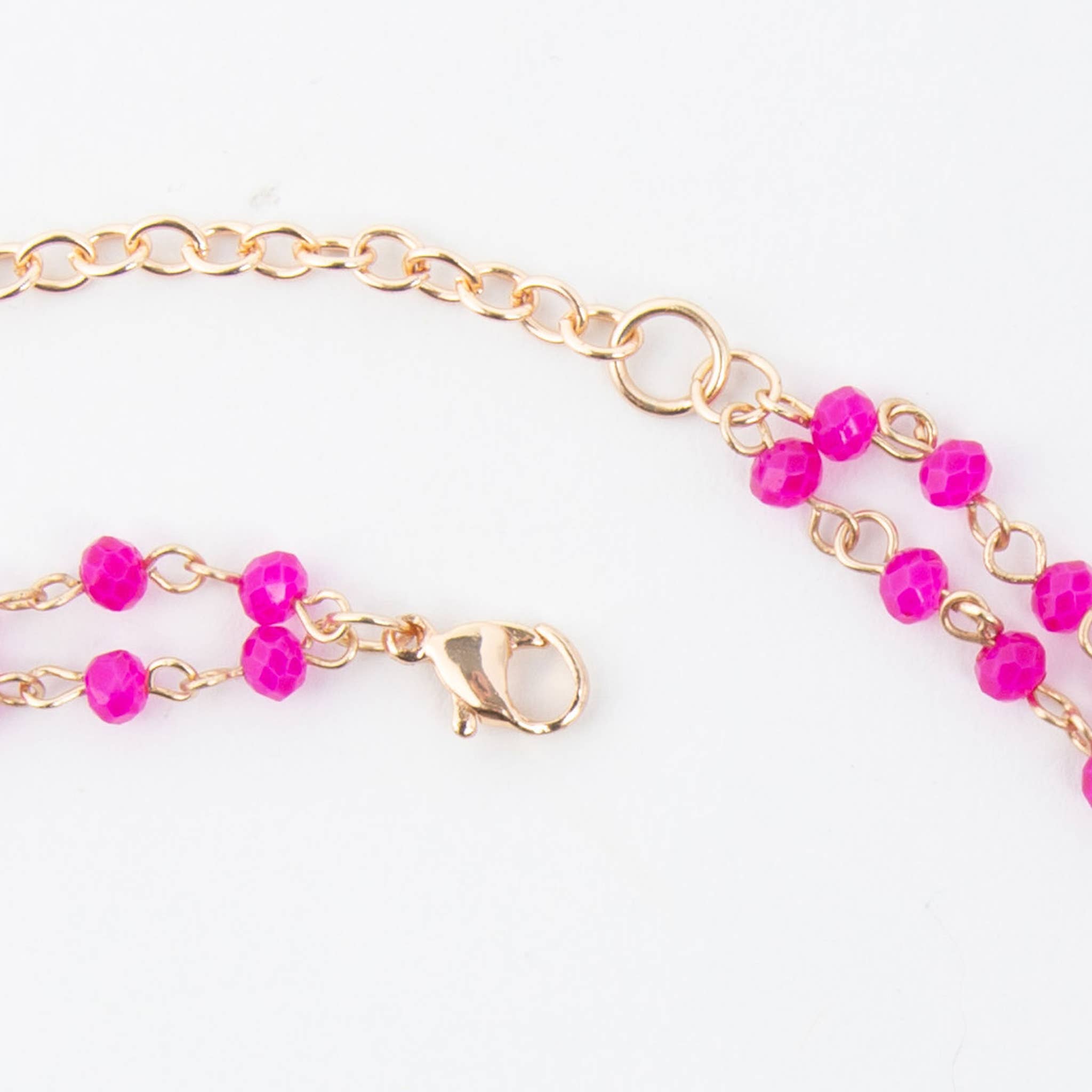 Malia Beaded Ring 22" Pendant Necklace: Fuchsia
