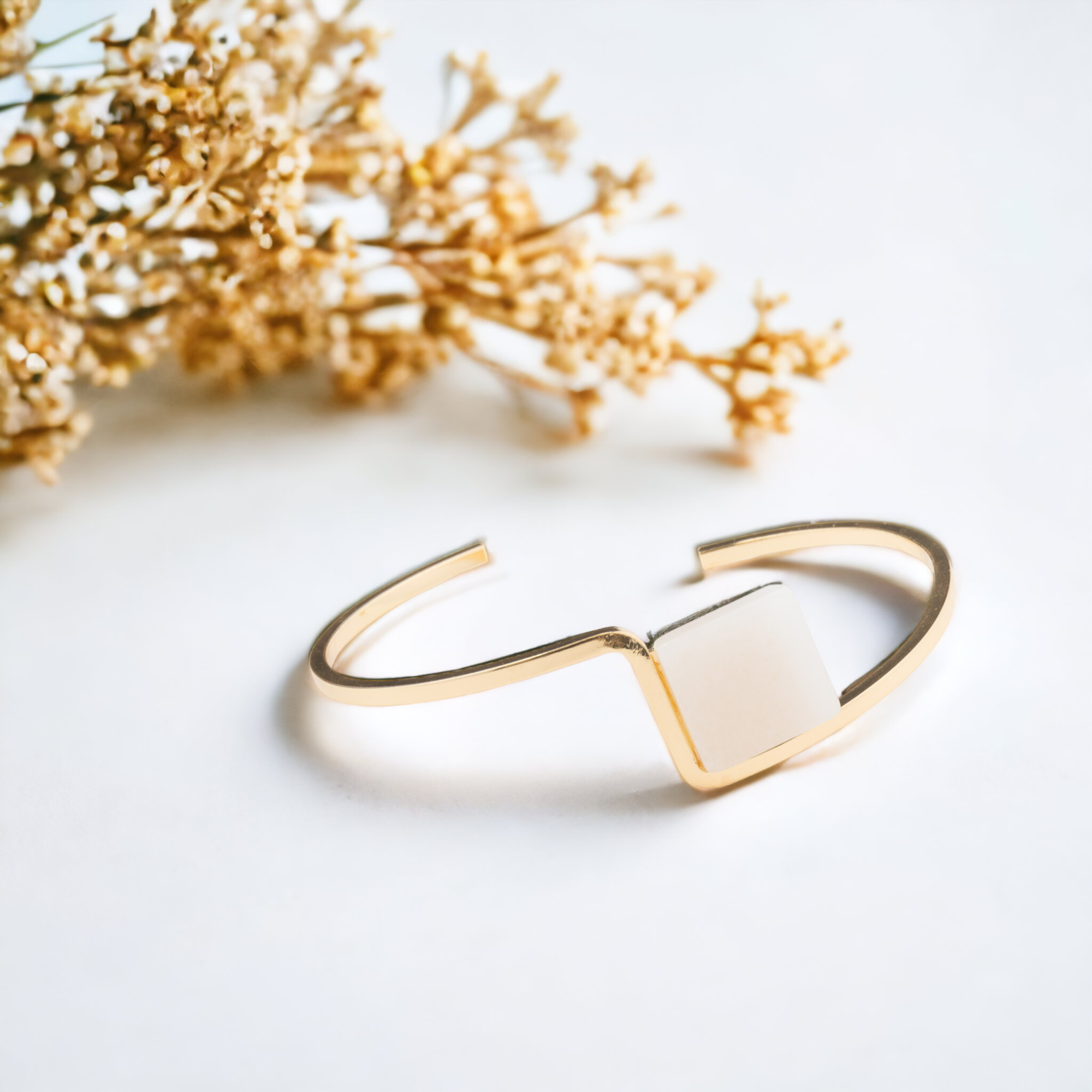 Kinley Stone Accent Cuff Bracelet: Gold