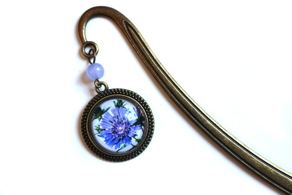 Purple Aster Flower Bronze Bookmark