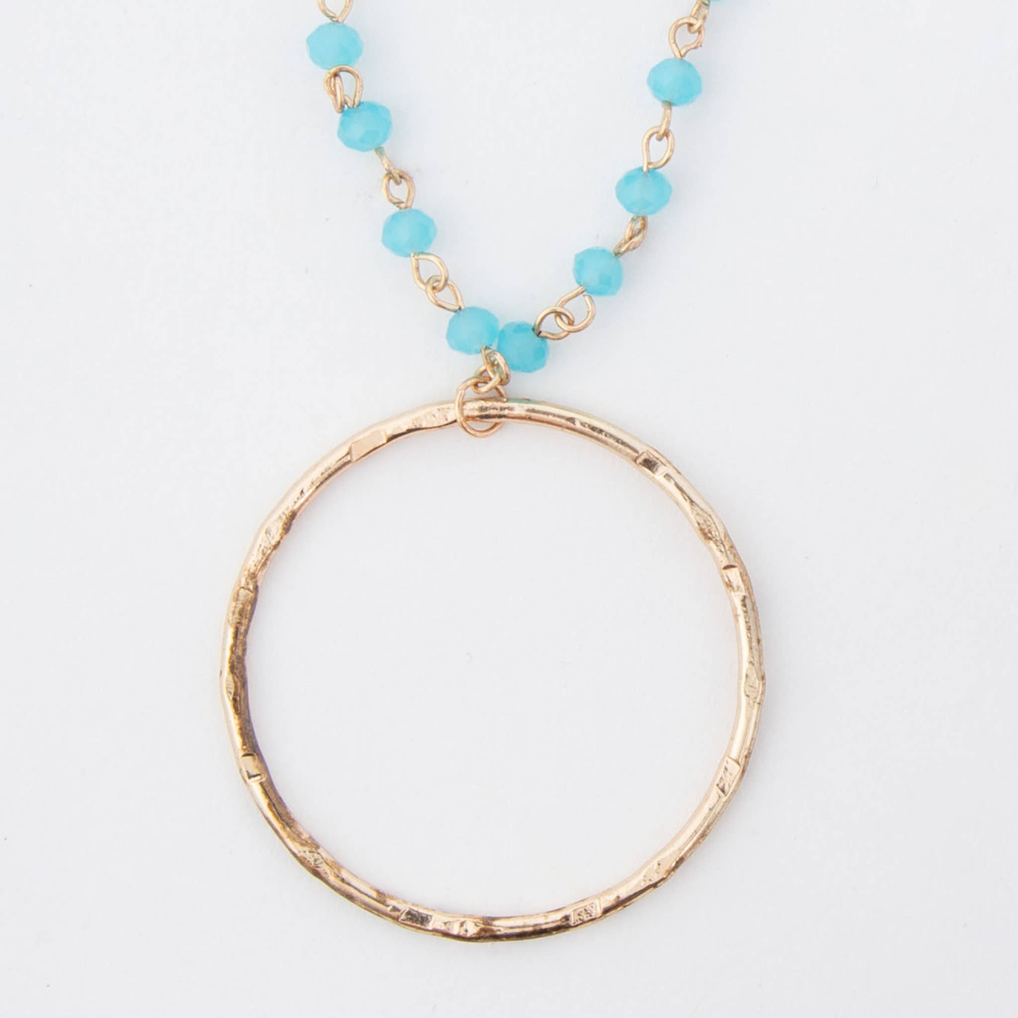 Malia Beaded Ring 22" Pendant Necklace: Blue Lagoon