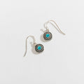 Silver with Stone Drop Ear Sense Earrings: Aqua