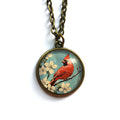 Retro Cardinal 20mm Glass Cabochon Pendant Necklace