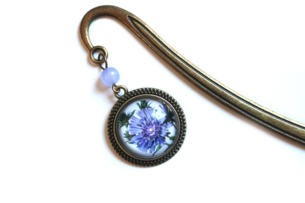 Purple Aster Flower Bronze Bookmark