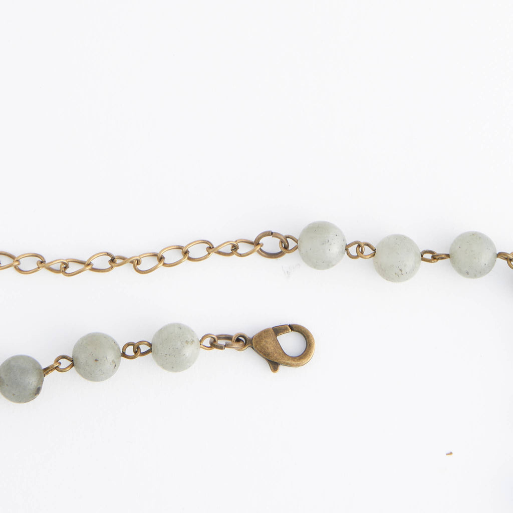 Pendant Necklace Sarah 18" Moonstone Hammered Ring