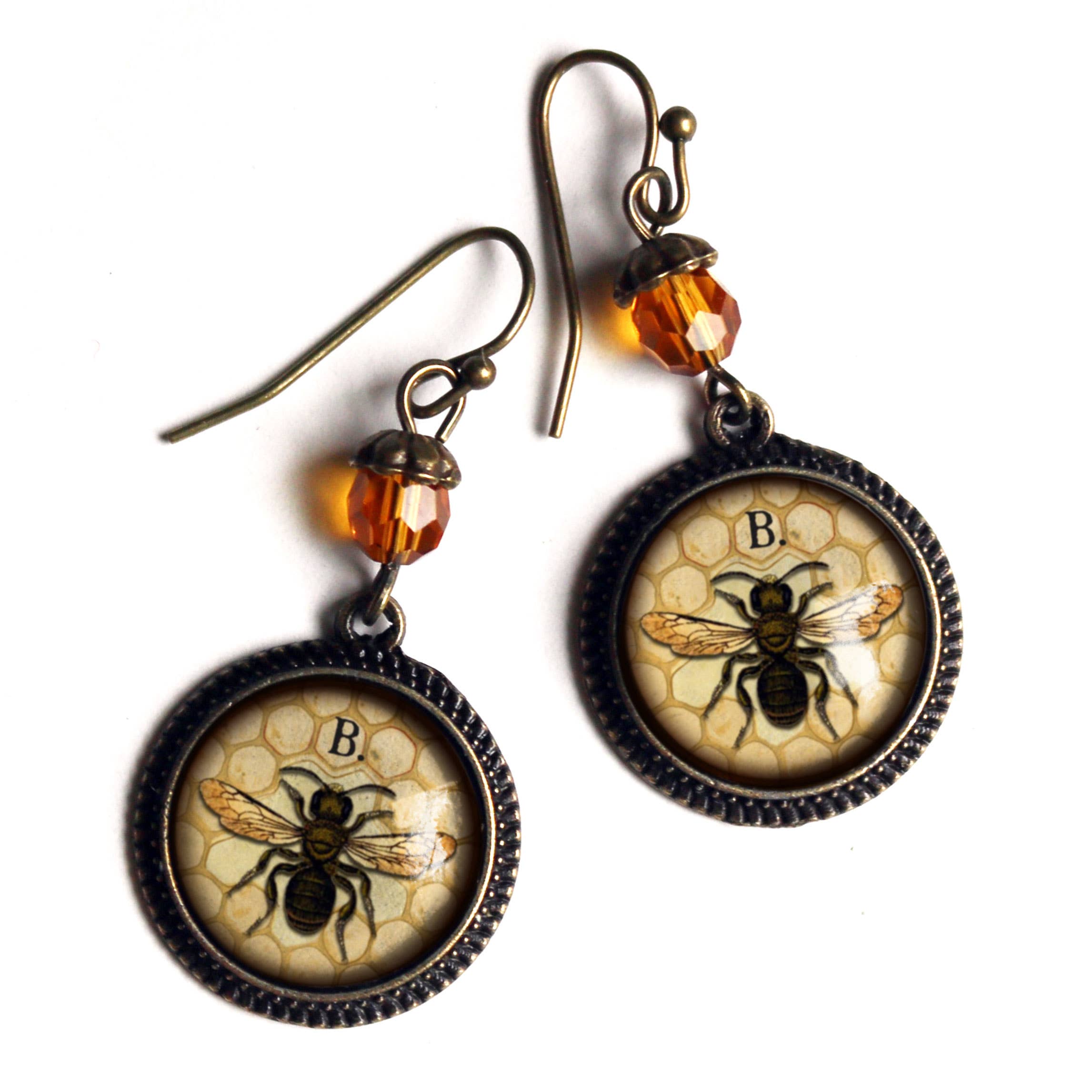 Honey or Worker Bee Cottage Core Earrings
