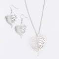 Elora Poplar Leaf 22" Pendant Necklace & Earring Jewelry Set