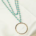 Malia Beaded Ring 22" Pendant Necklace: Blue Lagoon