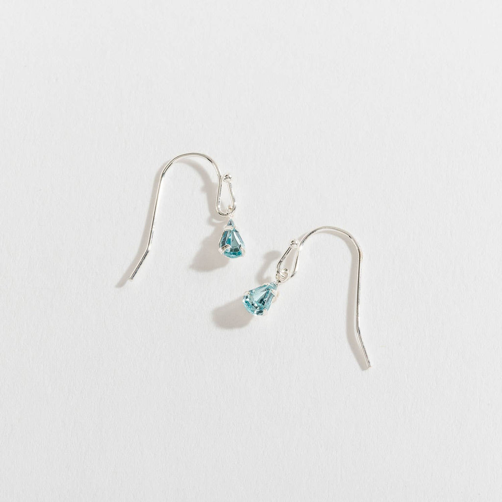 Silver Teardrop Ear Sense Earrings: Aqua