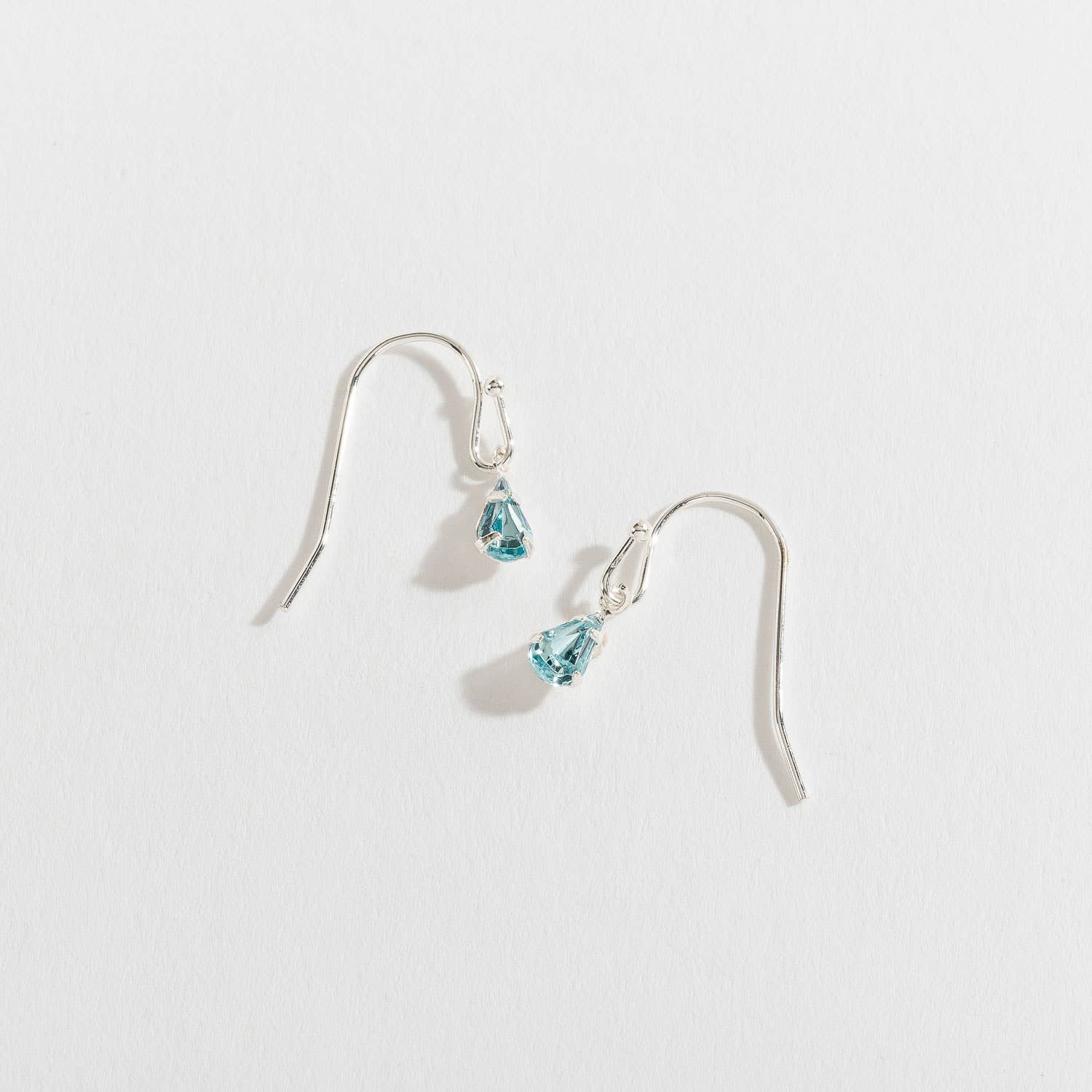 Silver Teardrop Ear Sense Earrings: Aqua