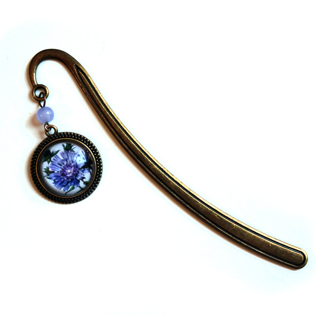 Purple Aster Flower Bronze Bookmark