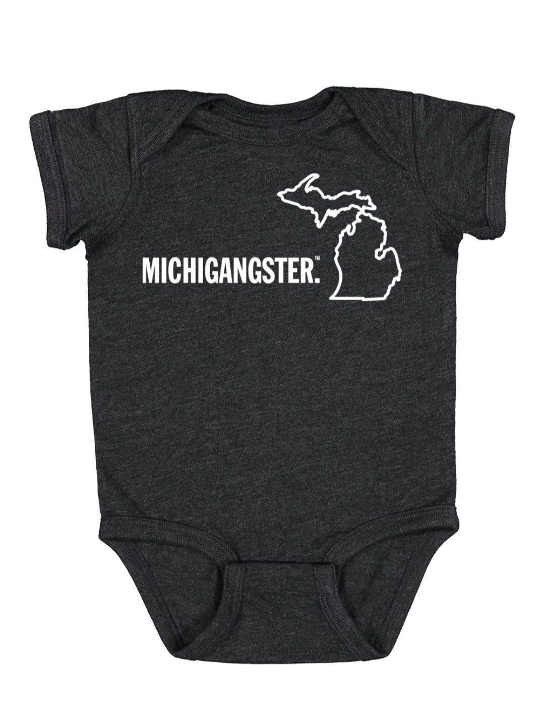 Michigangster onesie 12mo Dark Heather Grey