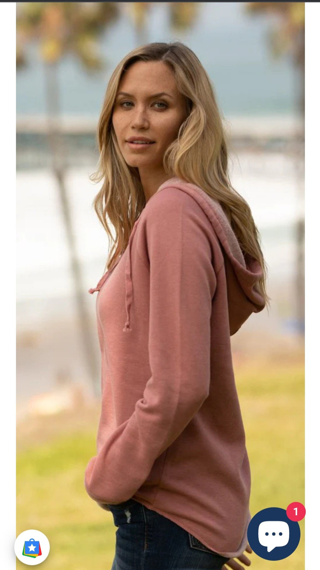 Mi Flowy V-Neck Hoodie Misty Blue