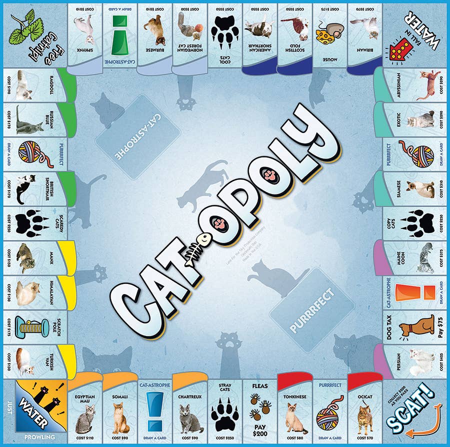 Cat-Opoly (new design) Board Game, by Late for the Sky