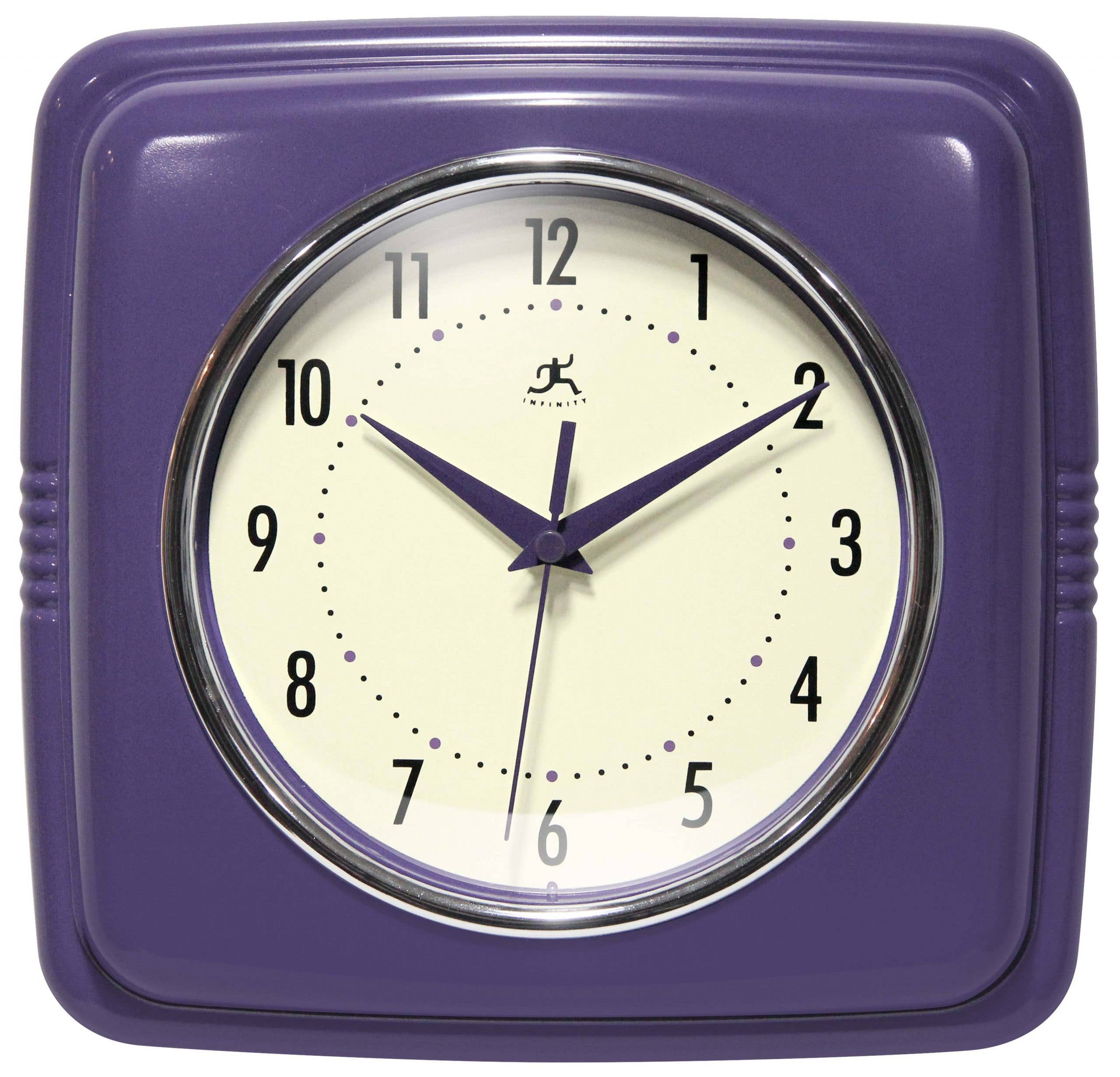 Retro Square Purple Indoor Wall Clock 9.25 Inch