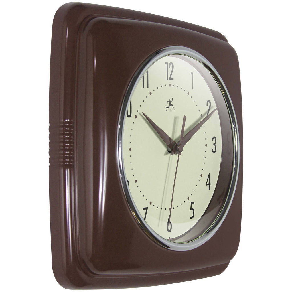 Retro Square Mahogany Indoor Wall Clock 9.25 Inch: Mahogany / 9.25 Inch