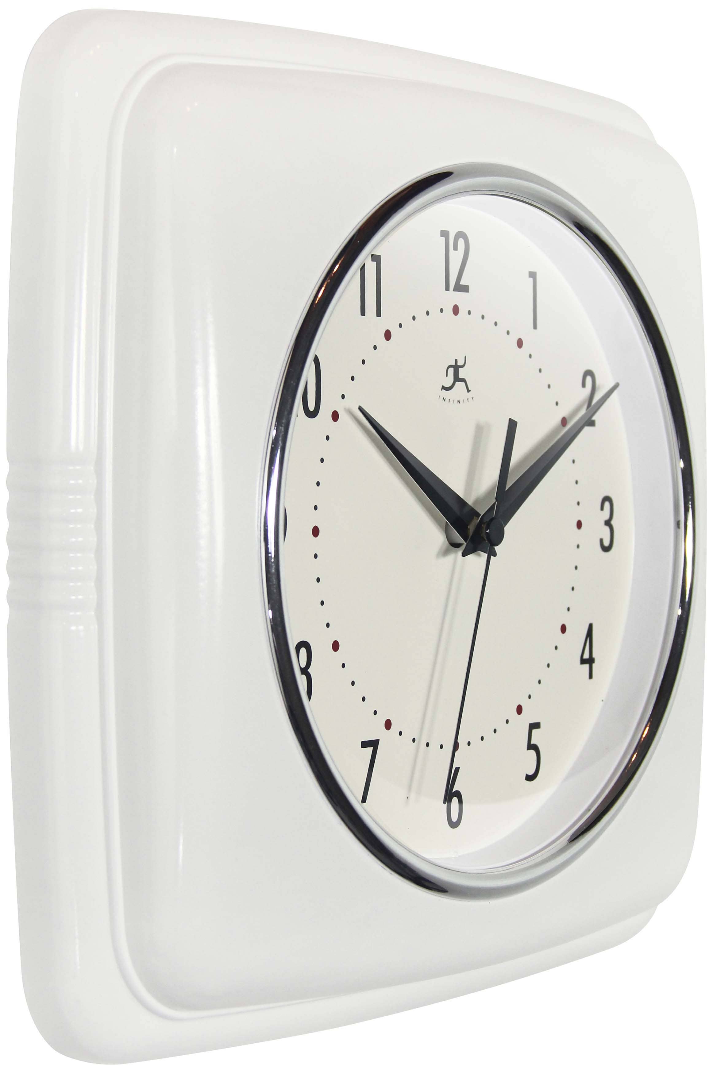 Retro Square White Indoor Wall Clock 9.25 Inch: White