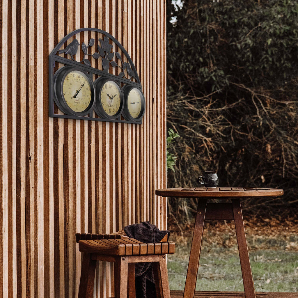 Jardin Indoor/Outdoor Clock/Thermometer/Hygrometer, Brown: Brown