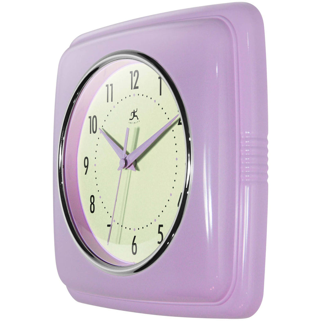 Retro Square Lavender Indoor Wall Clock 9.25 Inch: Lavender