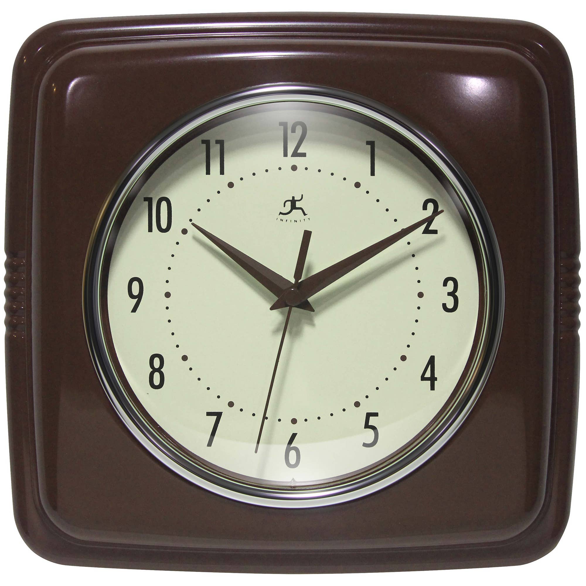 Retro Square Mahogany Indoor Wall Clock 9.25 Inch: Mahogany / 9.25 Inch