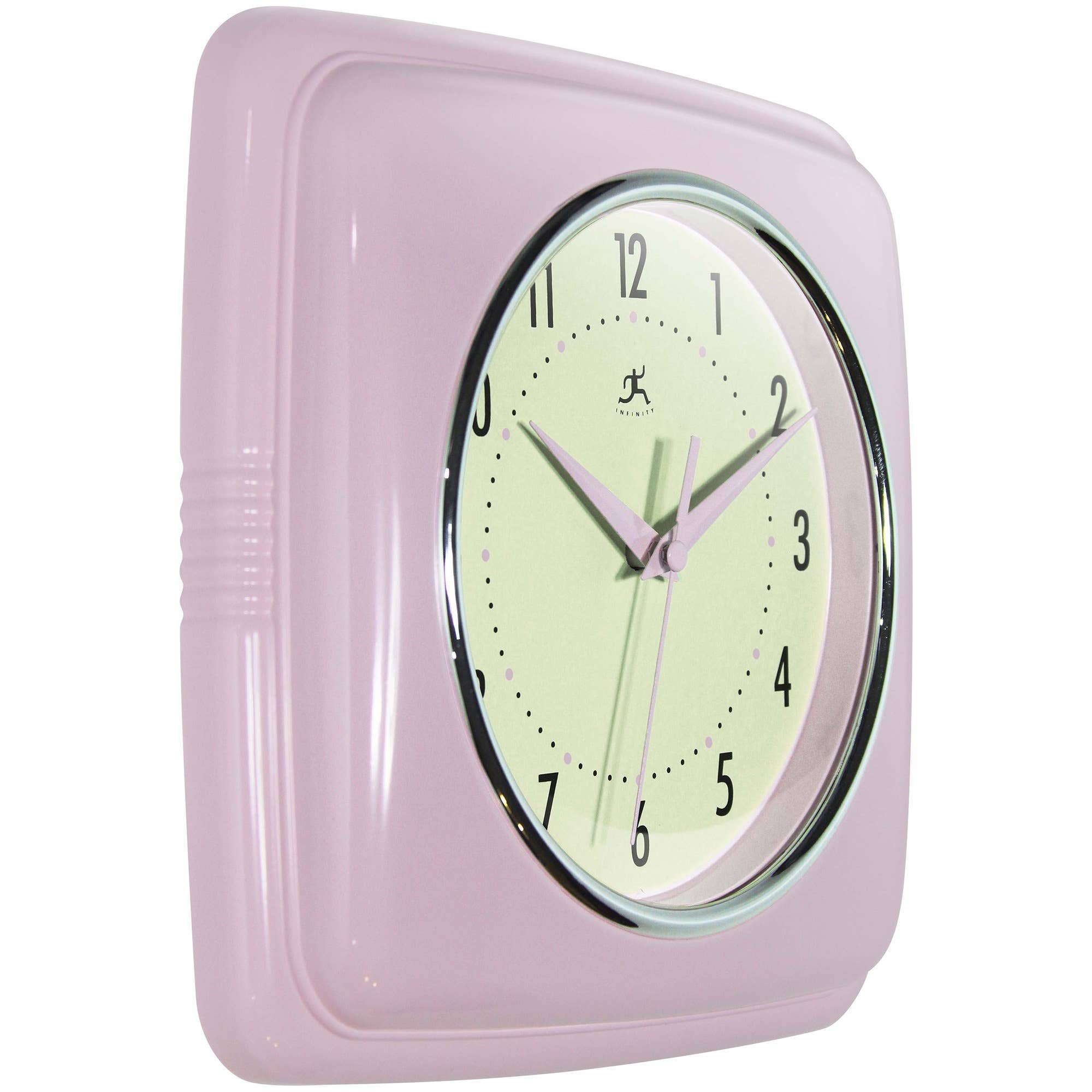 Retro Square Pastel Pink Indoor Wall Clock 9.25 Inch: Pastel Pink / 9.25 Inch