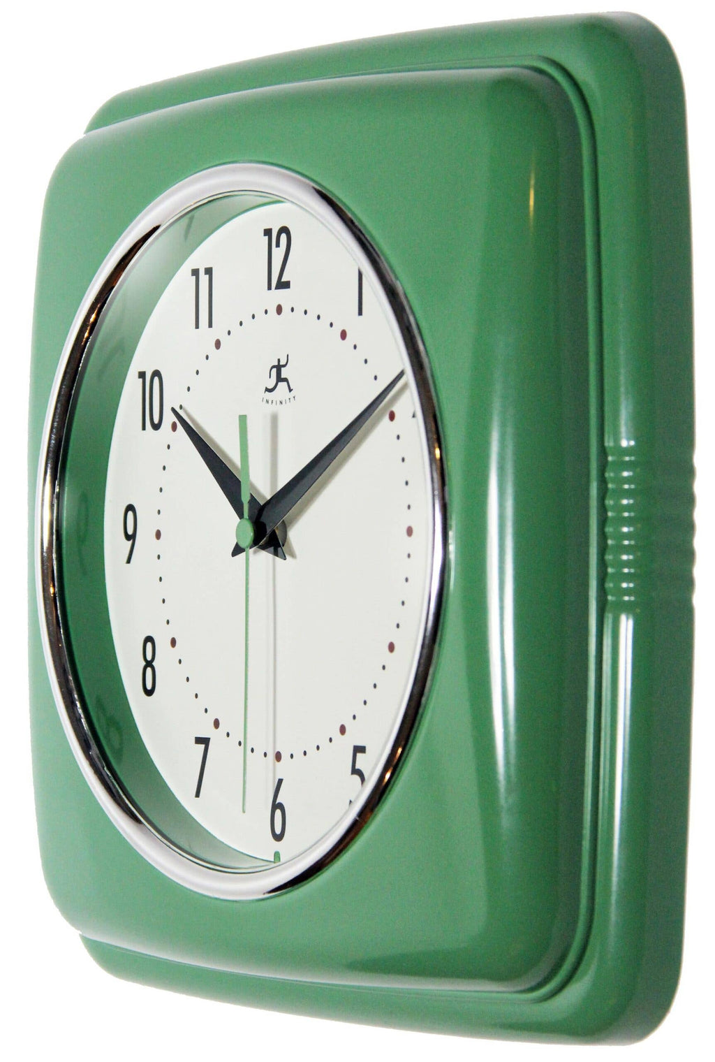 Retro Square Green Indoor Wall Clock 9.25 Inch