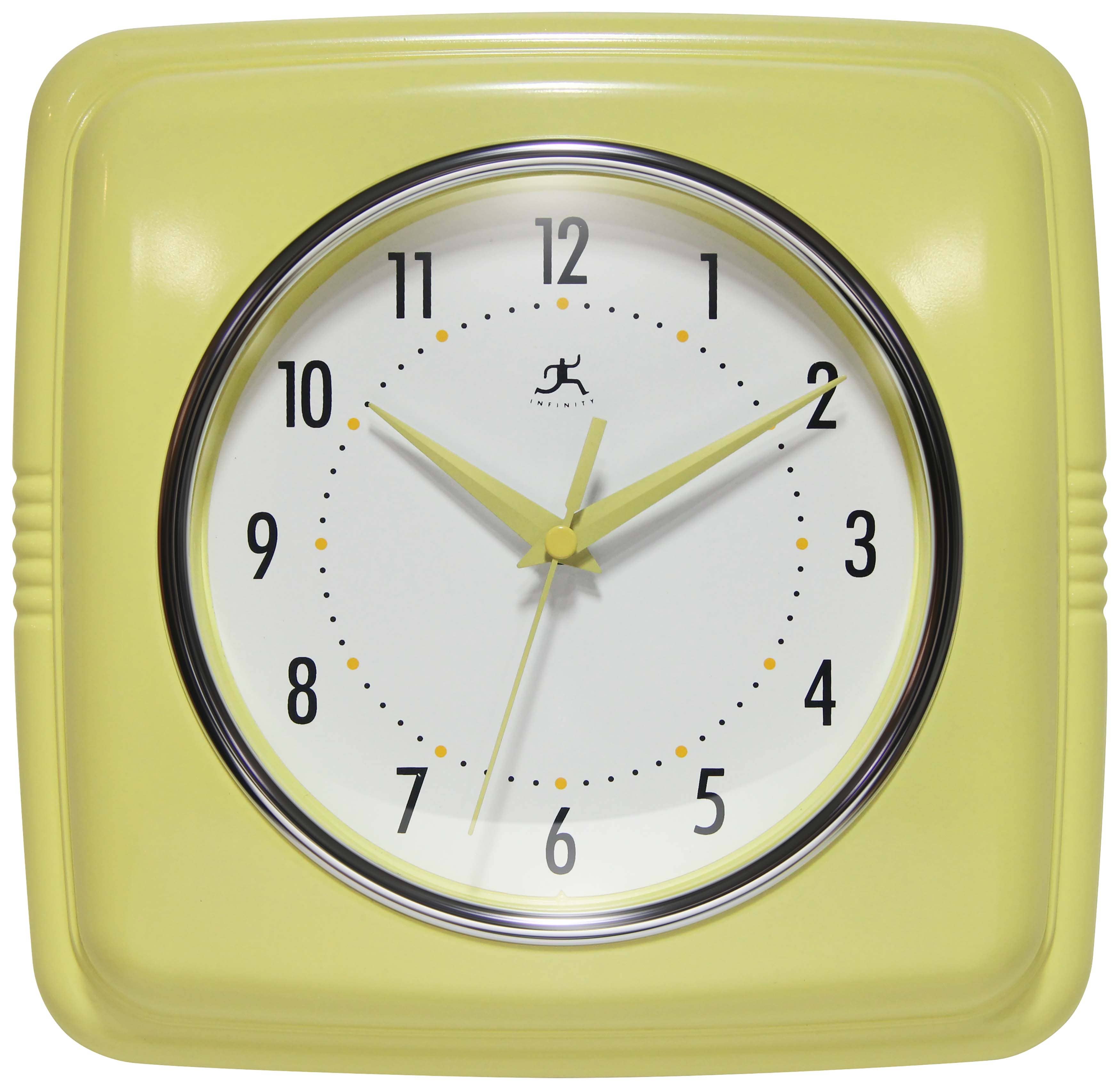 Retro Square Yellow Indoor Wall Clock 9.25 Inch: Yellow
