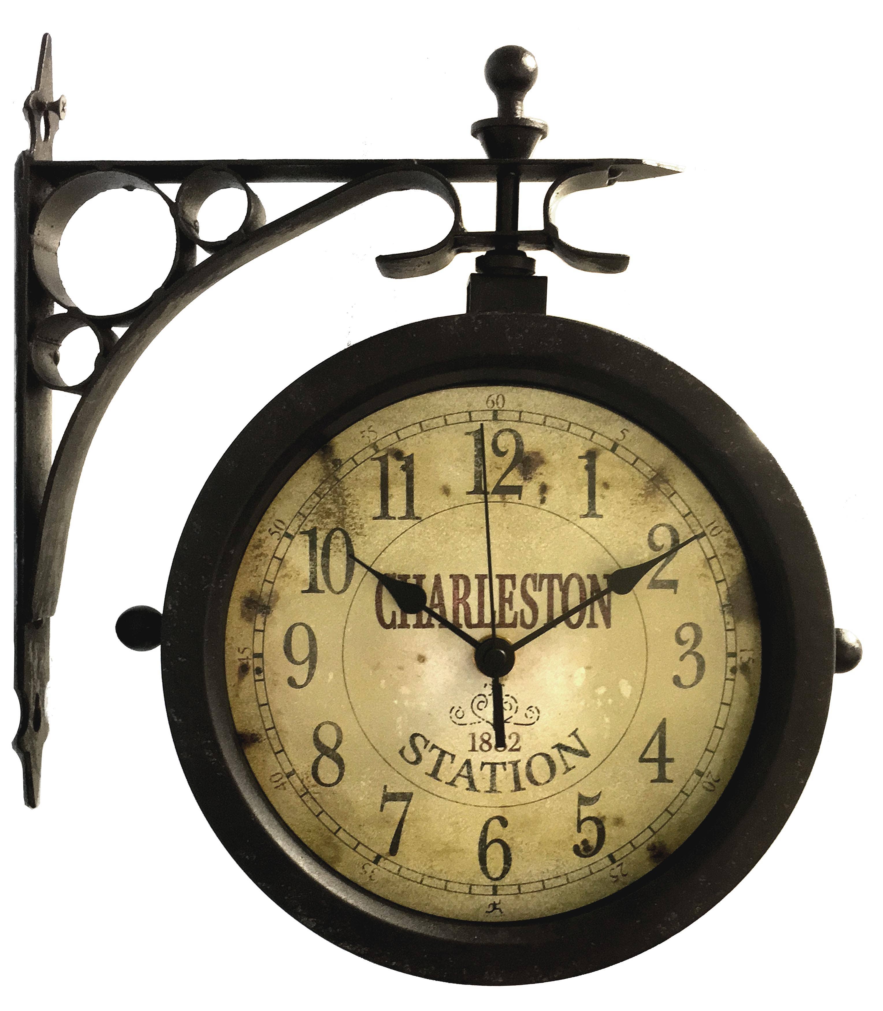 Outdoor Round Weathered Brown Wall Clock 12 Inch