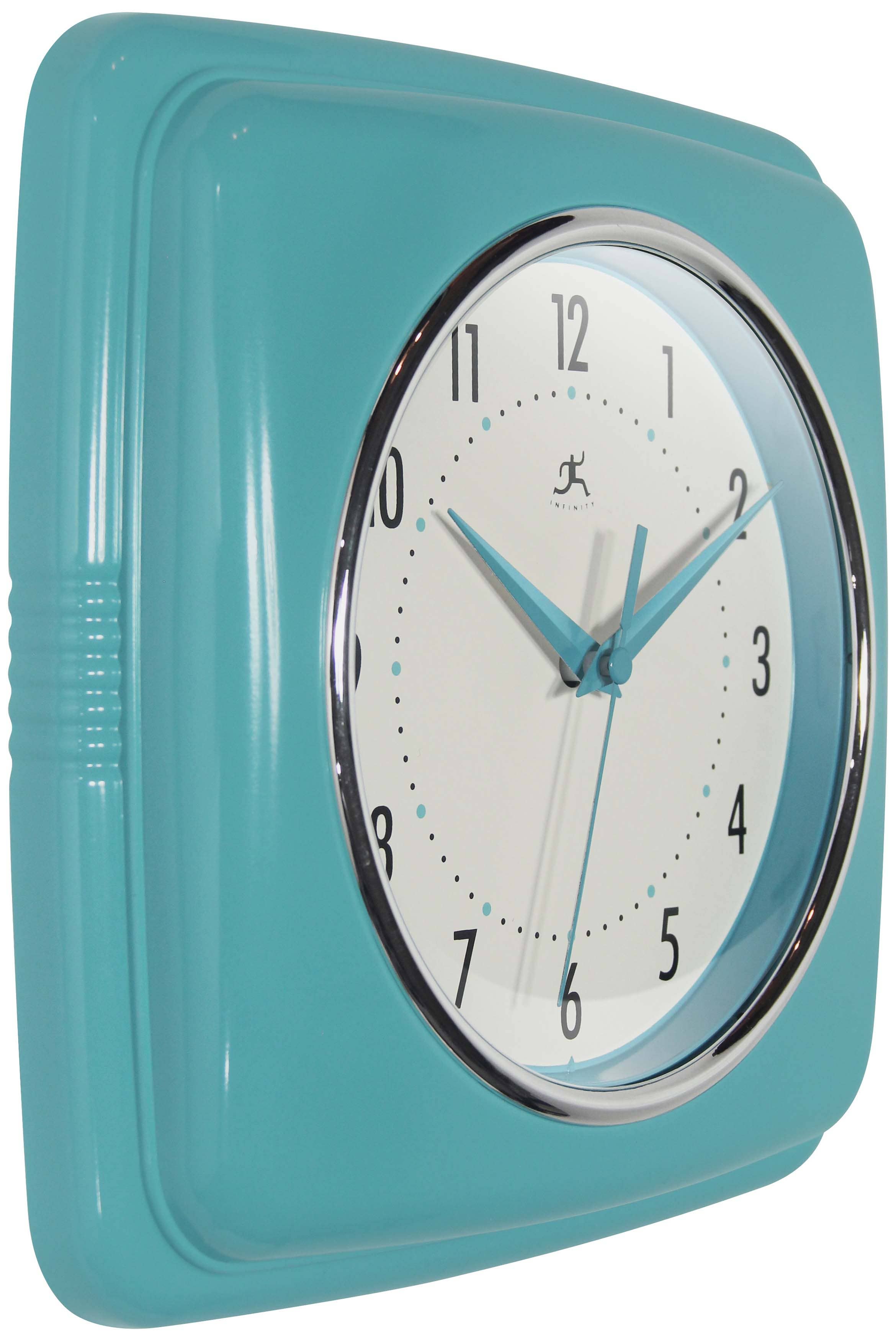 Retro Square Turquoise Indoor Wall Clock 9.25 Inch: Turquoise