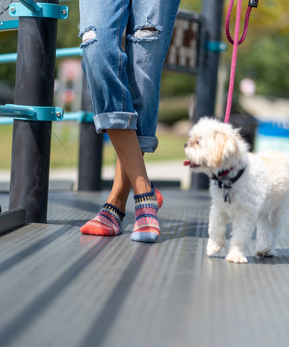 Masala Ankle Socks | Sustainable USA Made No-Show Sock : S (Women6-8/Men5-7)