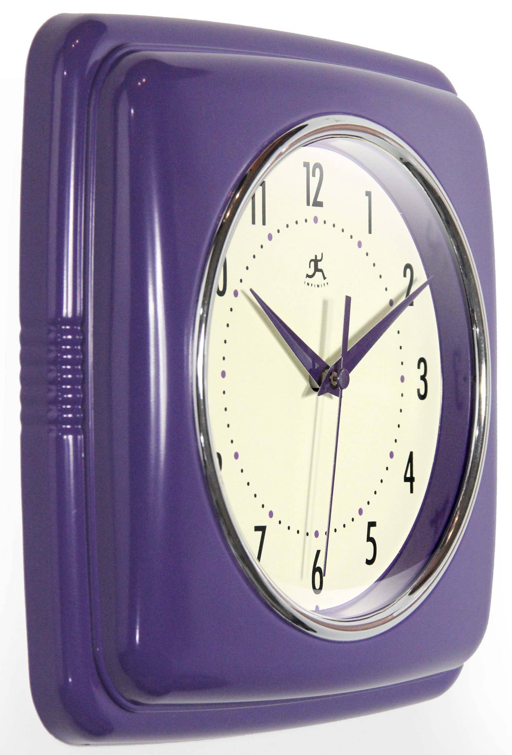 Retro Square Purple Indoor Wall Clock 9.25 Inch