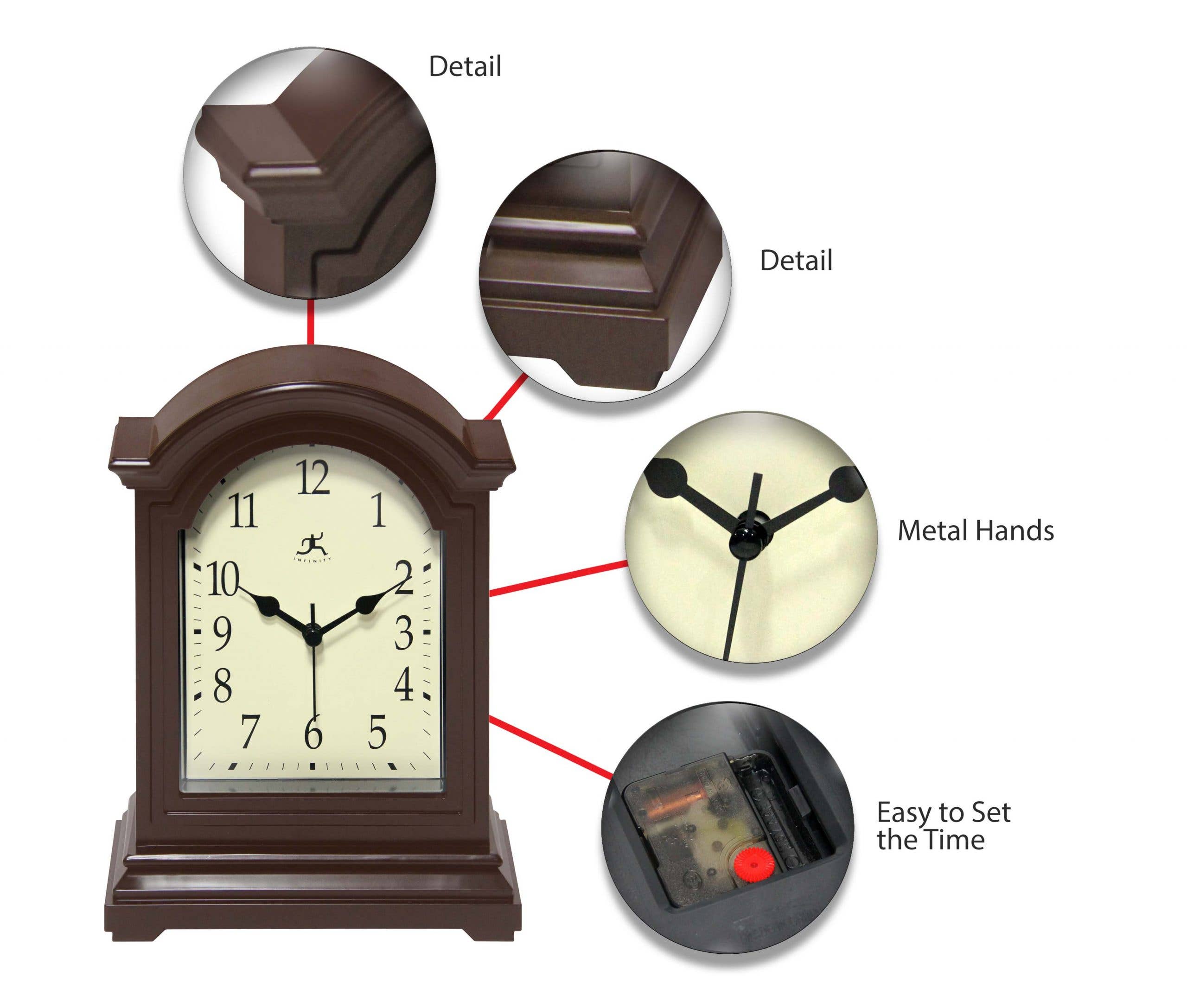 Classic Grandfather Brown Traditional Tabletop Clock 9 Inch